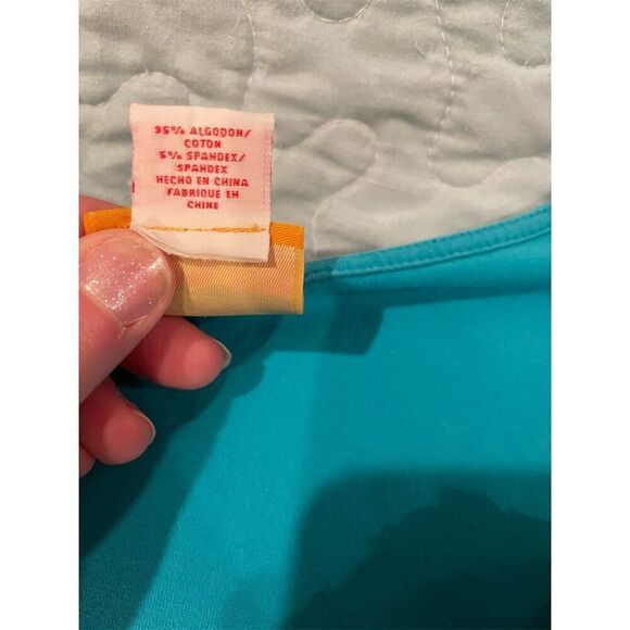 Ruby Rd Women's 2X Teal Beaded V-Neck 3/4 Sleeve Blouse - Picture 8 of 8